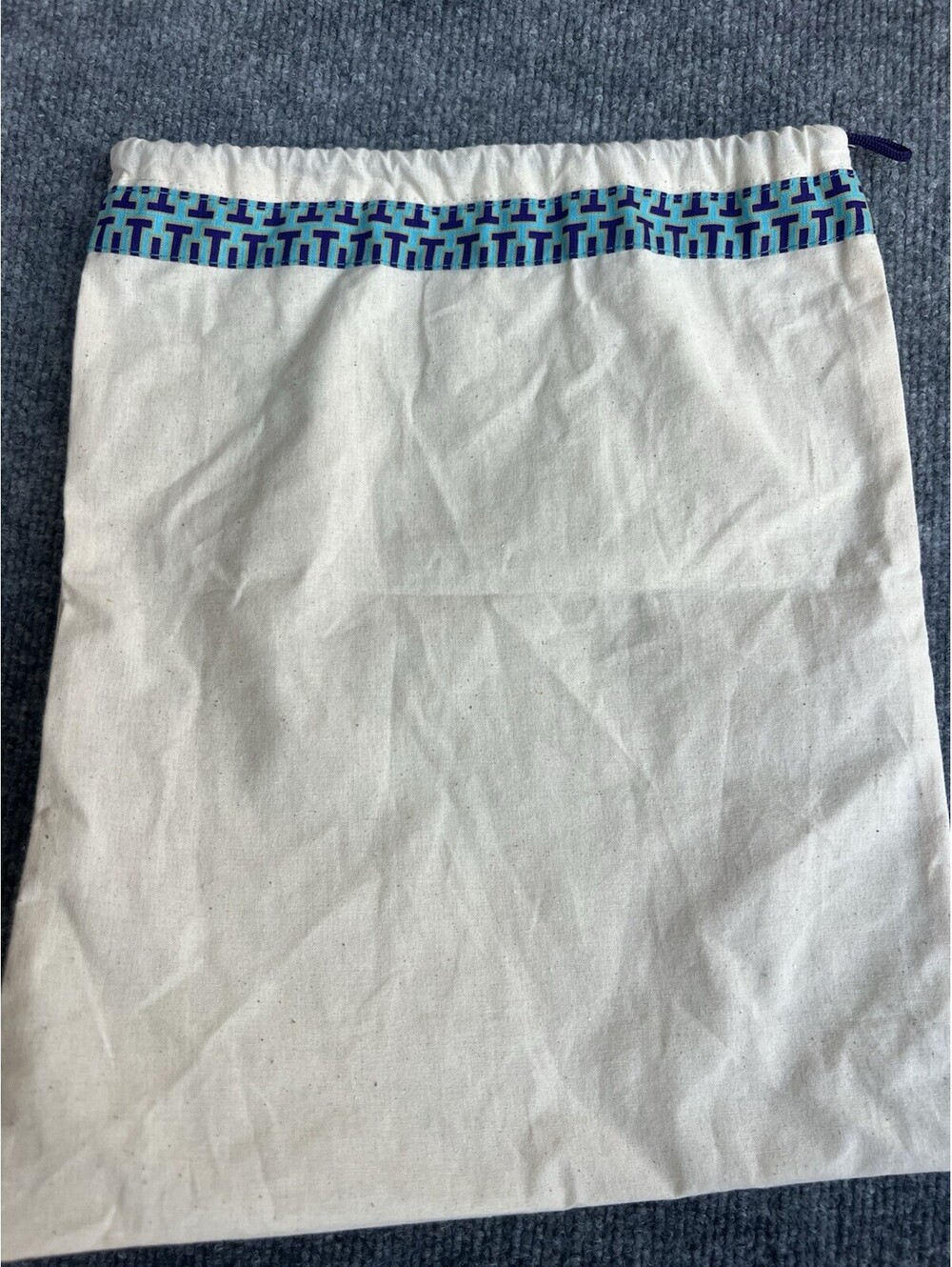 TORY BURCH Dust Bag 12x15 Beige Canvas Drawstring Logo Charm Storage Bag